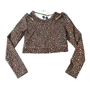 NWT Cotton On Girl Cheetah Brown Long Sleeve Causal Top Size‎ 9-10 Cut Out